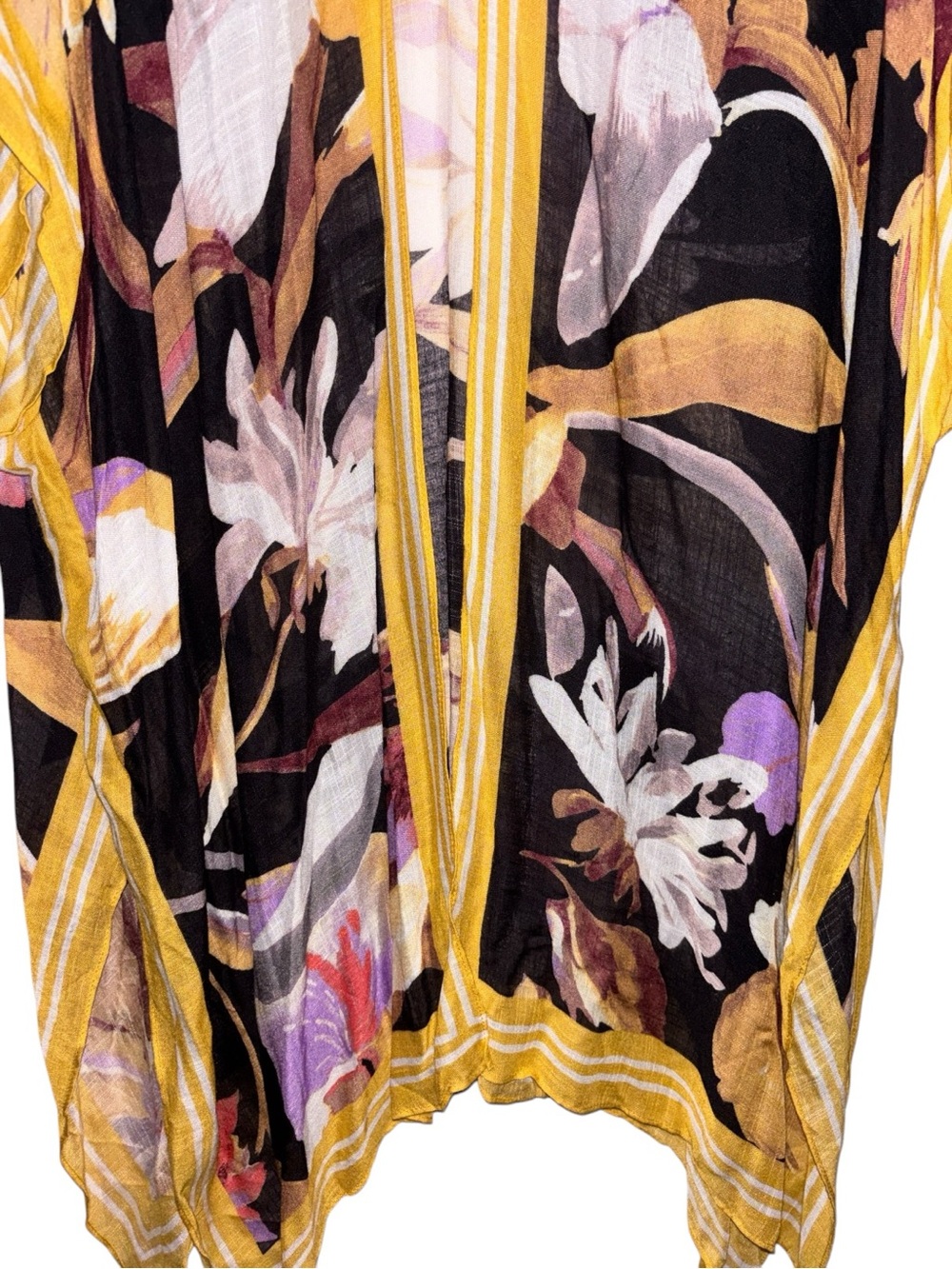Floral Black & Yellow Lightweight Kimono, NWT - Picture 5 of 11